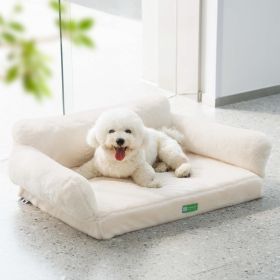 MEWOOFUN Orthopedic Dog Bed For Small Or Medium Dogs - 34.6 Inches Egg Foam Sofa With Removable Washable Cover & Non-Slip Bottom, Large, Beige