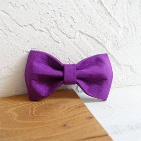 Pet bow tie Solid dog collar bow accessories (Option: Purple-L)