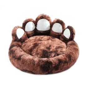 Cute Dog Bear Paw Shape Dog Bed, Dog Beds & Furniture For Small And Medium Dogs, Cozy Plush Cute Cat Beds For Indoor Cats (Option: Tiedye dark coffee-22inch)